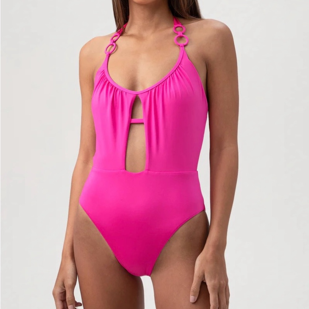 Trina Turk Women's Monaco Scoop Neck Cutout Halter One‎ Piece Swimsuit